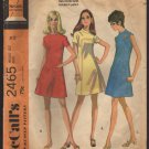 Vintage McCall's 2465 Sewing Pattern Dress Shaped front A-line 1970 Size 16 Bust 38