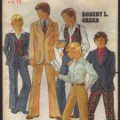 Teen Boys 3 pc Suit Robert L. Green Design Butterick 5206 Sewing Pattern Chest 33.5 Size 16 1970s