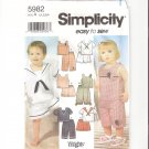 Simplicity 5982 Toddlers Shorts in 2 lengths and Tops Sewing Pattern Size 1/2, 1, 2, 3, 4  2002
