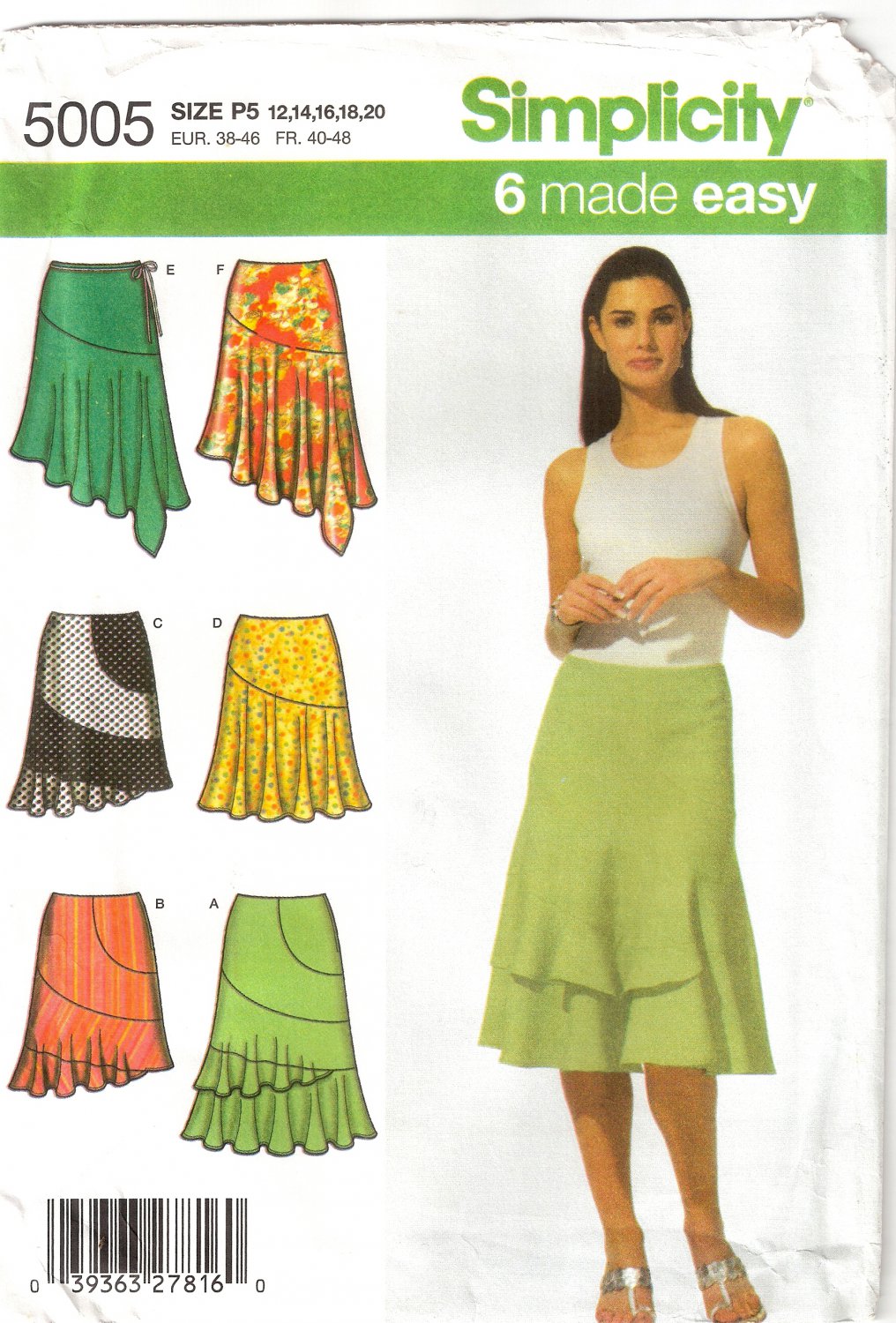 Simplicity 5005 Uncut 6 Skirt Designs Sewing Pattern flounce and ...