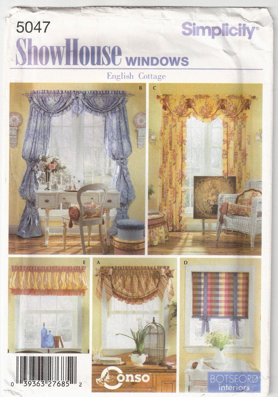 Simplicity 5047 Window Treatments Uncut Sewing Pattern Drapery Panels