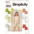 Simplicity 8676 Uncut Sewing Pattern Girls Top Pants and Shorts Size 2-3-4 1999