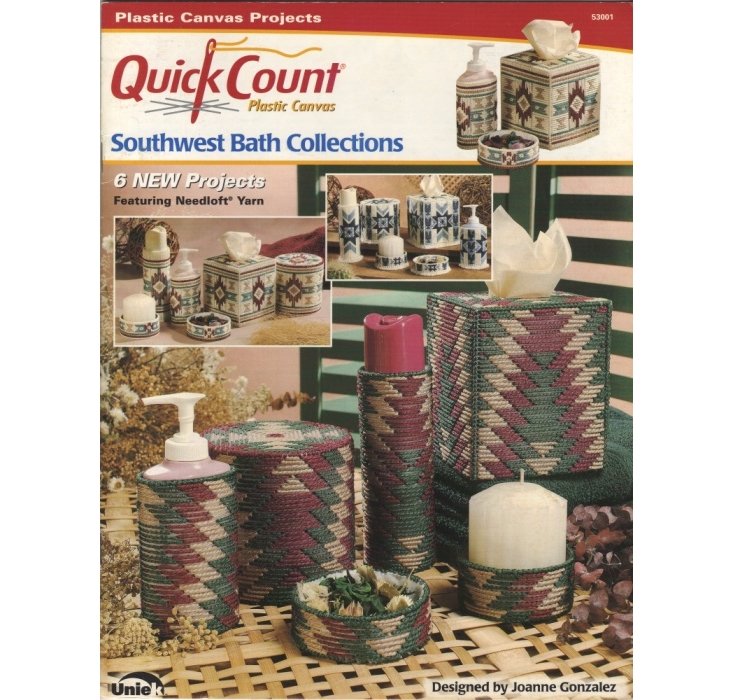Southwest Bath Collections Quick Count Plastic Canvas Annie's Attic 53001 6 pc set 3 styles