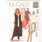 McCall's 2320 Woman's Vest Shirt Pull-on Pants & Pull-on Skirt Size 18W 20W 22W UNCUT Sewing Pattern