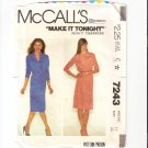 McCall's 7243 Uncut Misses Pullover Dress Sewing Pattern Size 14  Make It Tonight 1980