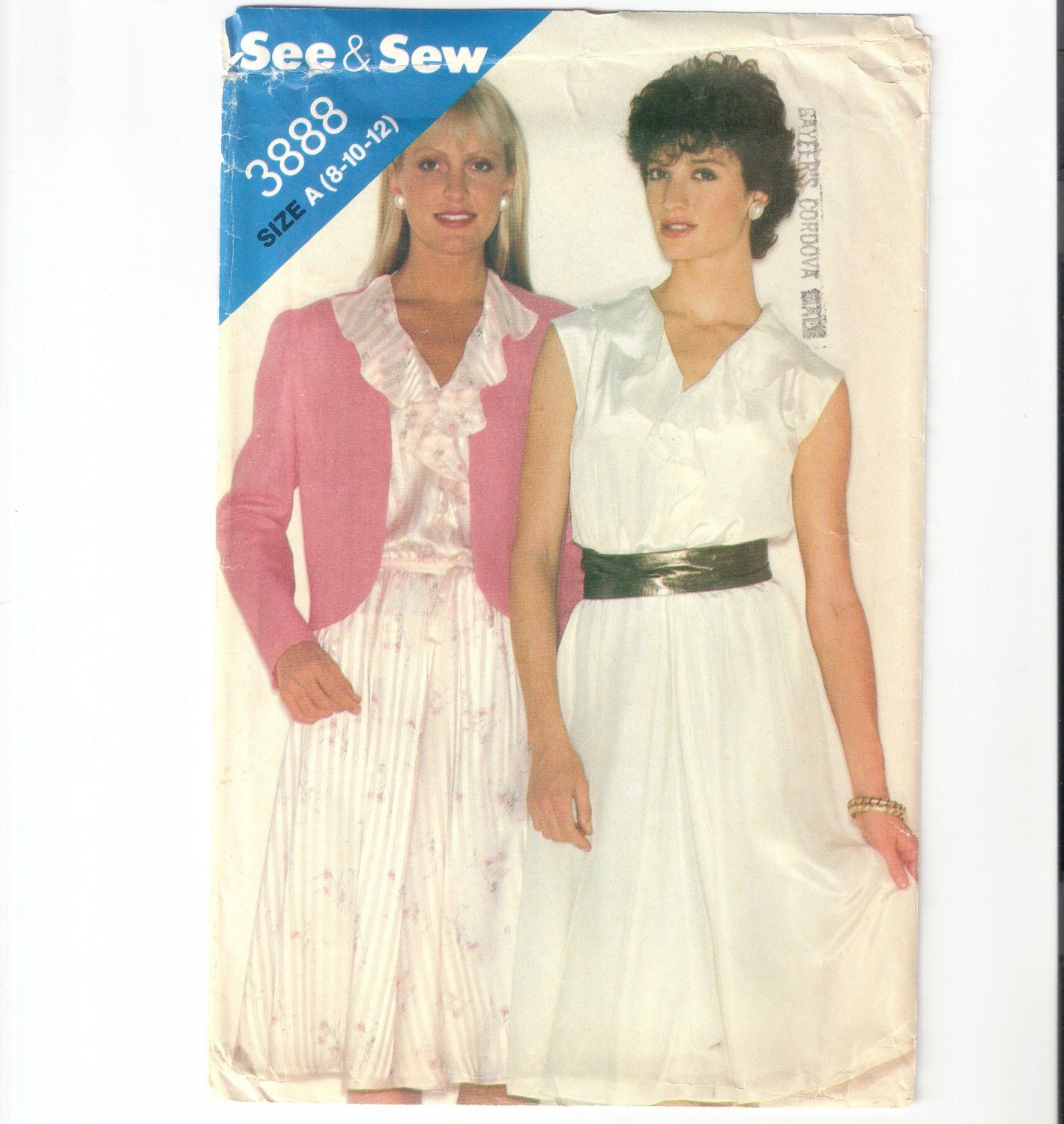 Butterick See & Sew 3888 Uncut Misses Dress and Jacket Sewing Pattern Size 8-12 1980s