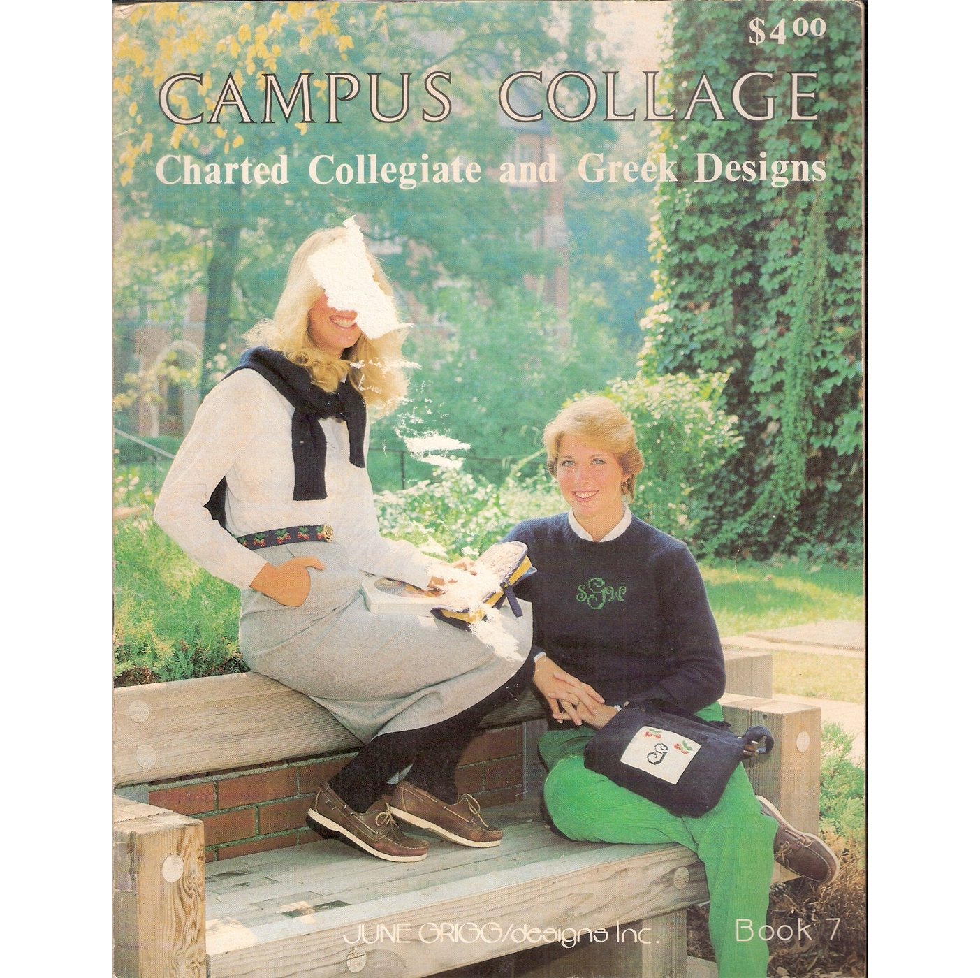 Campus Collage Charted Collegiate and Greek Designs Cross Stitch June Grigg designs Book 7 Â© 1980
