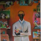 Bhupen Khakar "Man with a bouquet of Plastic flower" Indian contemporary art