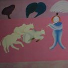 Manjit Bawa "Pink field and the flute player" Indian Contemporary art Manjit Bawa "Pink field and the flute player" Indian Contemporary art