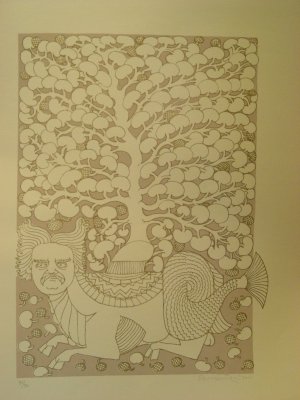 Tree by A. Ramachandran- Signed limited edition Serigraph Indian Contemporary art