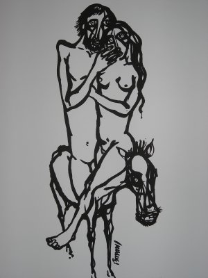 Untitled by Gopal Sanyal-Signed limited edition Lithograph Indian Contemporary art