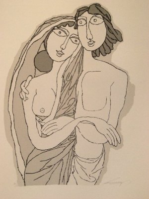 untitled by Prokash Karmakar-Signed limited edition Lithograph Indian Contemporary art