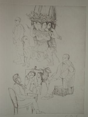 Etching by Sakti Burman