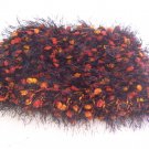 Hand-knitted ladies hat, black with orange
