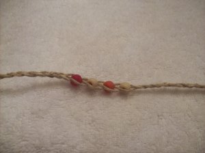 Wish bracelet (on tan) - red, tan, orange, tan