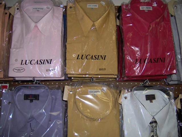 Long Sleeve Lucasini white Dress Shirts,size 18.5x34/35 sleeve lgth