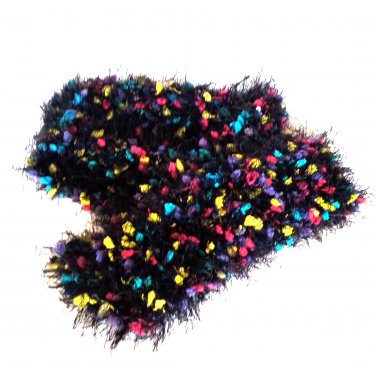 Crocheted Confetti on Black Scarf