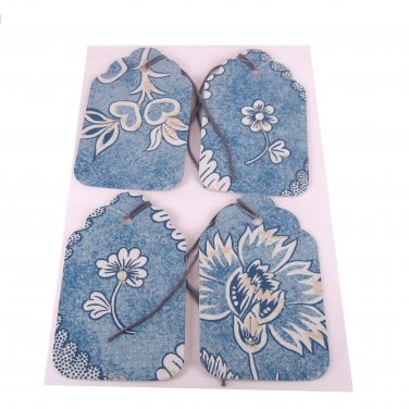 Blue Flower Gift Tag Set Recycled Wallpaper