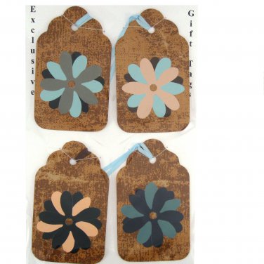Flowers on Brown Wallpaper Gift Tag Set