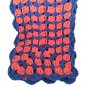 Long Blue Persimmon Pink Crocheted Granny Rectangle Scarf