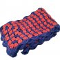 Long Blue Persimmon Pink Crocheted Granny Rectangle Scarf