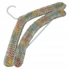 Off-white with Pastel Variegated Stripe Crocheted Coat Hanger Cover Set