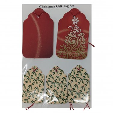 Holly and Red Theme Christmas Gift Tag Set