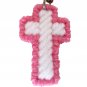Pink and White Cross Charm Set
