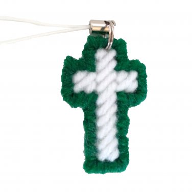 Two Cross Charms in Green and White