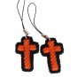 2 Cross Charms Orange and Black