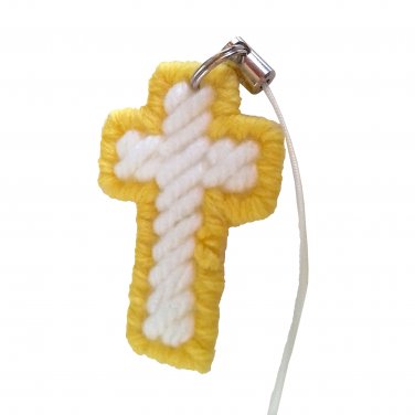 Two Cross Charms in Yellow and White