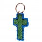 Cross Key Ring in Blue and Green Plarn