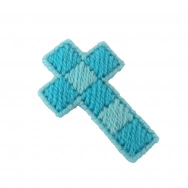 Easter Christmas Cross Ornament Double Sided Checkered blue
