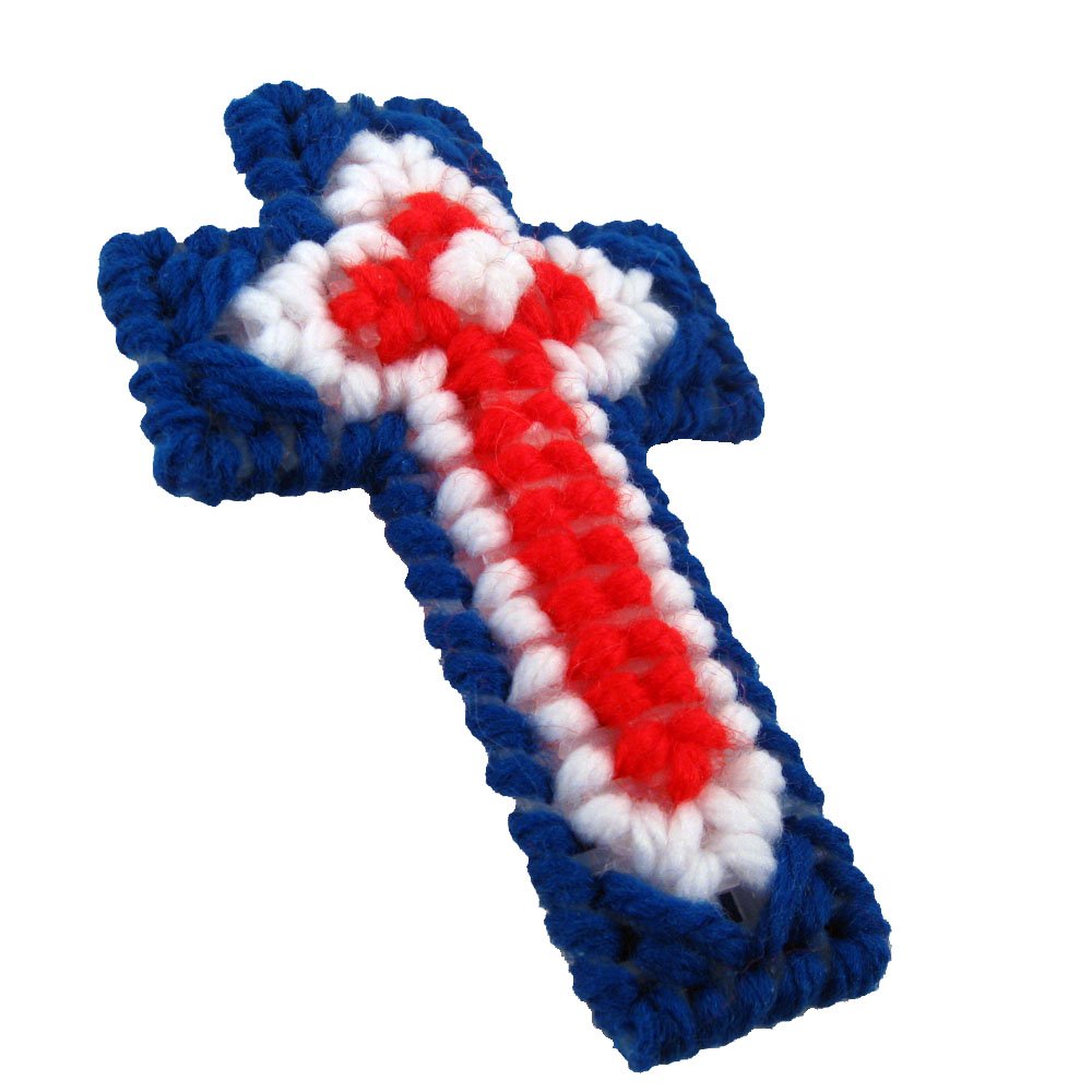 Christmas Cross Ornament Blue White Red