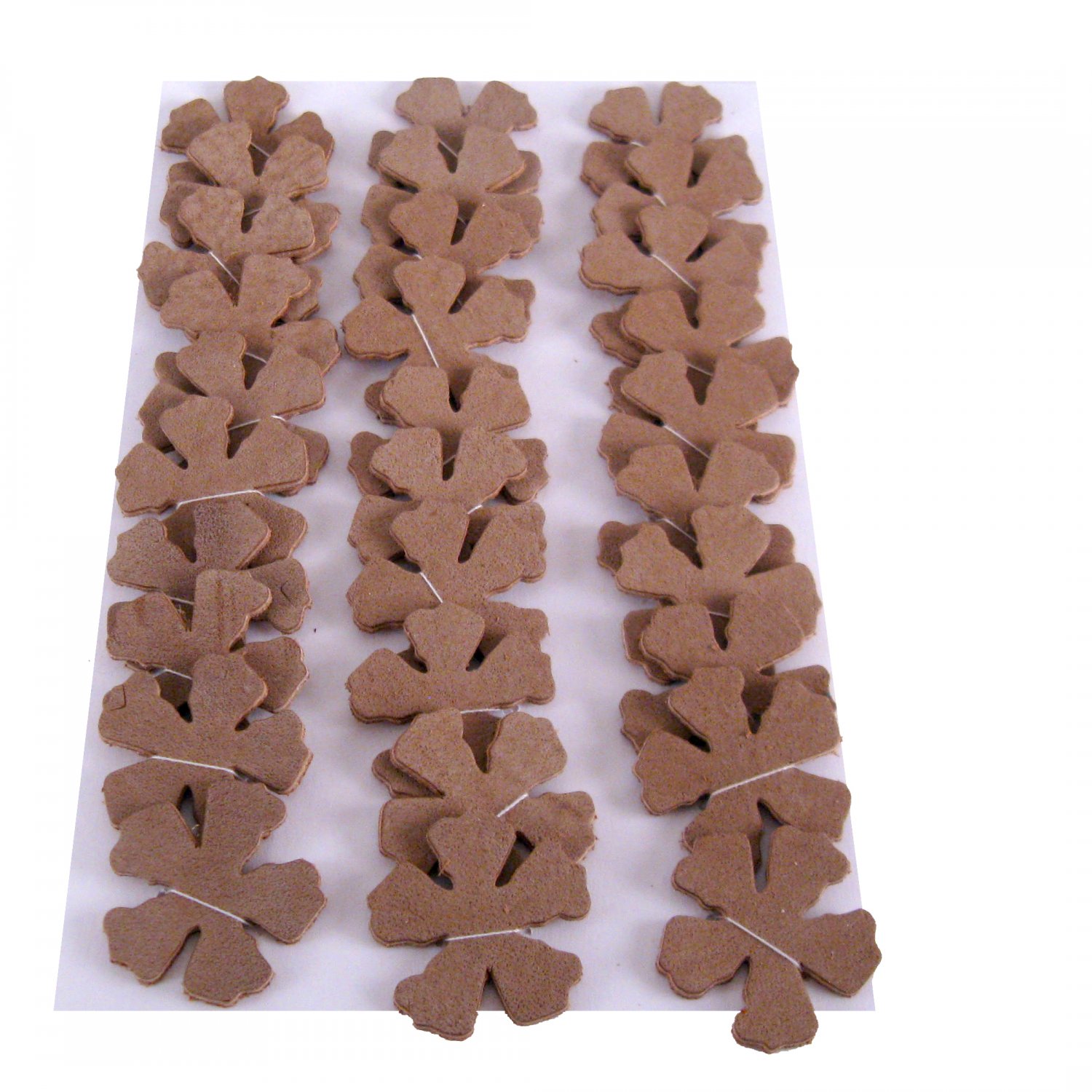 30 Light Brown Leather Die Cut Flowers