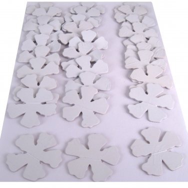 30 White Leather Die Cut Flowers