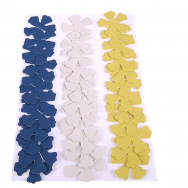 Dark Blue Ivory Yellow Die Cut Wallpaper Flowers