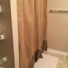 Natural Burlap And Alphabet Gathered/Shirred Bottom Shower Curtain