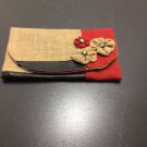 Natural/Red Upcycled Burlap Jute Clutch Purse