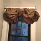 Natural/Dark Brown Burlap Rustic Farmhouse Tie Up Balloon Style Valance /Curtain