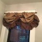 Natural/Dark Brown Burlap Rustic Farmhouse Tie Up Balloon Style Valance /Curtain