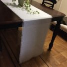 White 21 1/2 X 146" Table Runner With 1 1/4" Fringe Edges