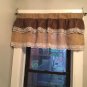 Natural/Dark Brown Burlap Ruffle Valance With White Lace