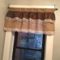 Natural/Dark Brown Burlap Ruffle Valance With White Lace