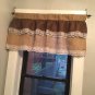 Natural/Dark Brown Burlap Ruffle Valance With White Lace