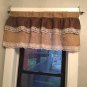 Natural/Dark Brown Burlap Ruffle Valance With White Lace