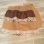 Natural/Dark Brown Burlap Ruffle Valance With White Lace