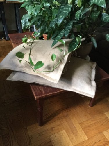 Fully Lined And  Tie Closure, Natural Burlap Shams 26 "X 26" With 1" Flange