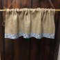 Natural Burlap French Country Valance With 2 1/2" Black White Gingham Border