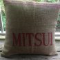 Upcycled Burlap Coffee Bean Bag Accent Pillow Cover